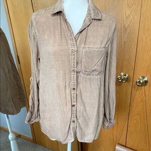 Casual Tan Button-Up Shirt